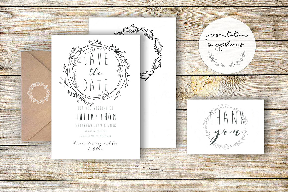 110+ Hand Drawn Wreaths Collection, a Decorative Illustration by Pixavics (Photo 7 of 8)