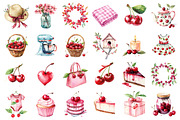 Watercolor Coquette Cherry Clipart, a Seasonal Illustration by designcity5 (Thumbnail 2 of 5)