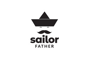 Old Man With Mustache Sailor Logo