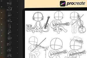 50 Procreate Chibi Musician Stamps