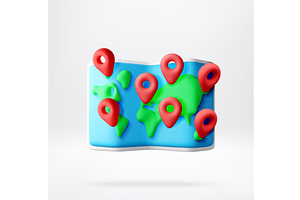 3d world map with multiple red, a Transportation Illustration by Abscent