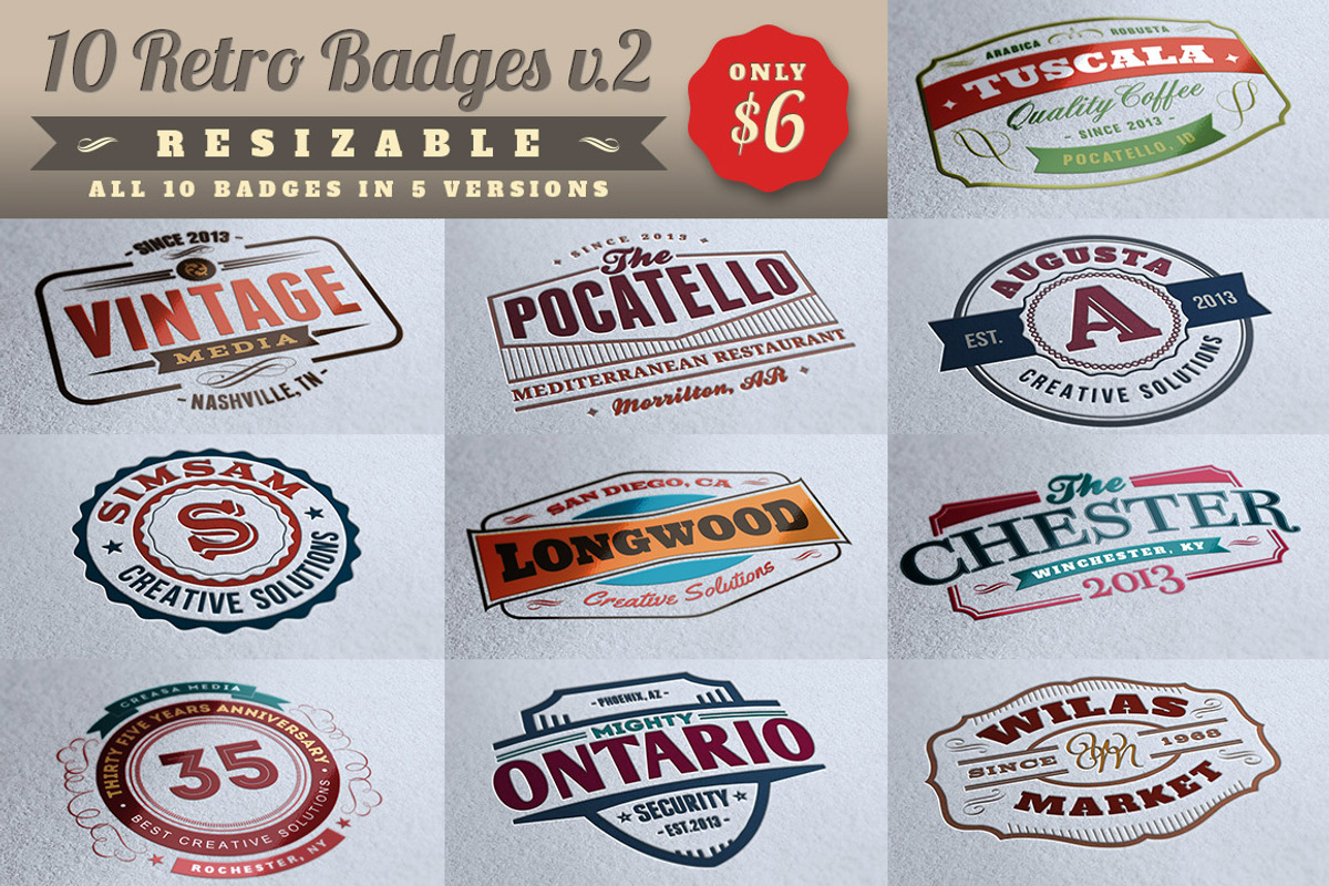 10 Retro Signs or Badges v.2 + Bonus