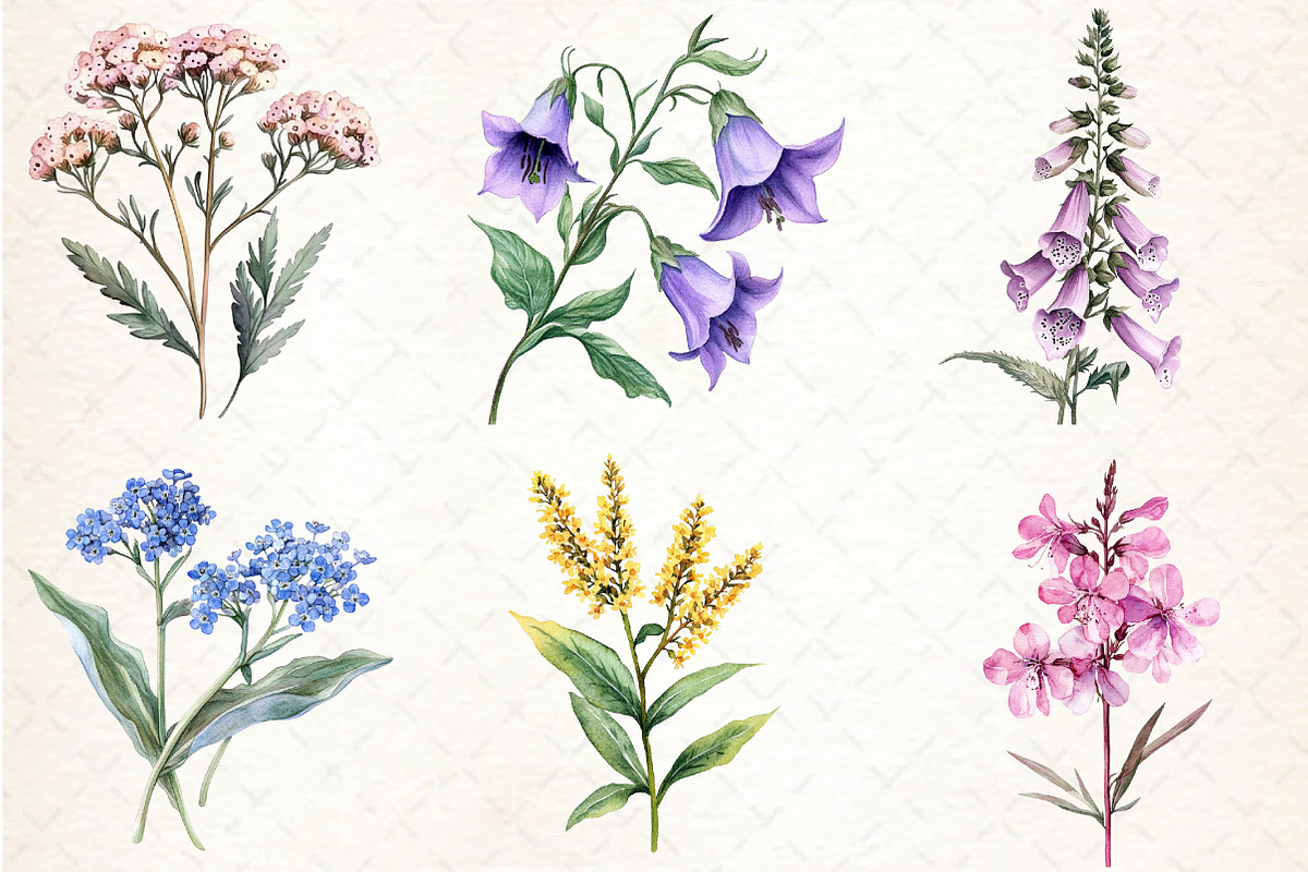 Watercolor Wild Flower Clipart, an Illustration by Libby Wishes (Photo 4 of 7)