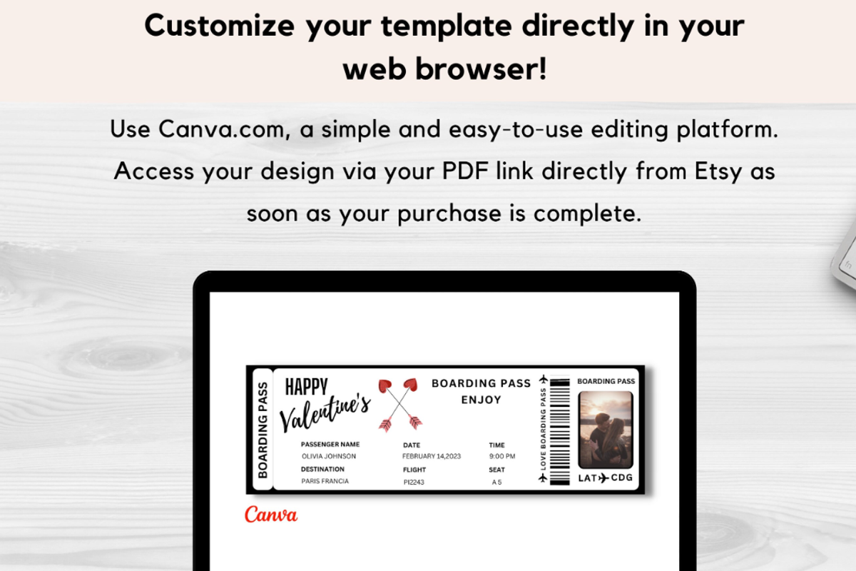 Boarding Pass for Valentine's Day, a Card Template by YasdeyDesigns (Photo 4 of 9)