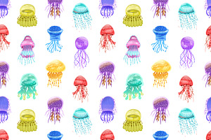Jellyfish seamless pattern, an Animal Illustration by Good Studio