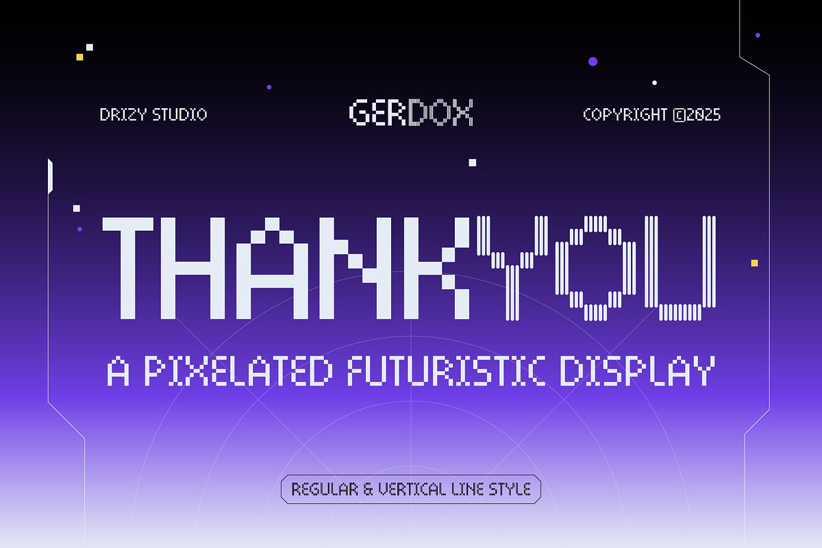 Gerdox – Pixelated Futuristic, a Sans Serif Font by Drizy (Photo 10 of 10)
