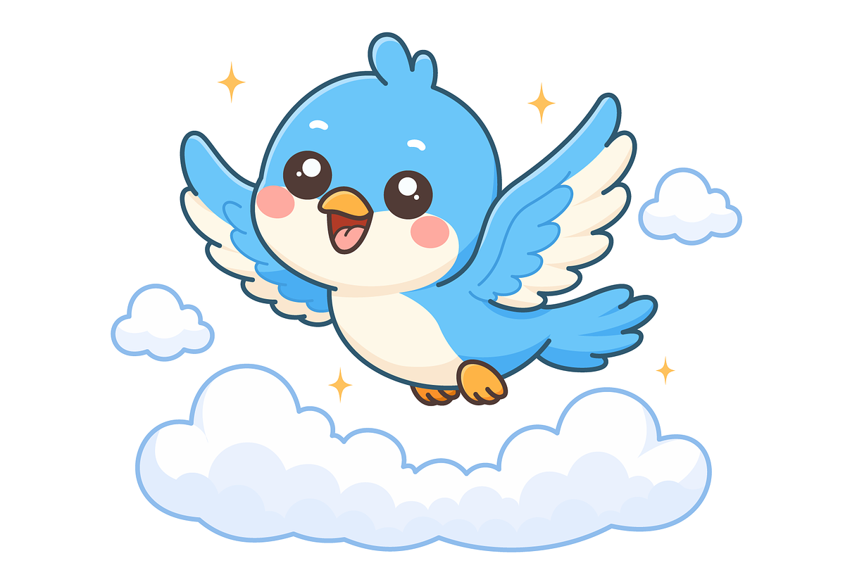 Blue Bird Flying Cartoon Character, an Animal Illustration by Artpon Illustration (Photo 3 of 3)