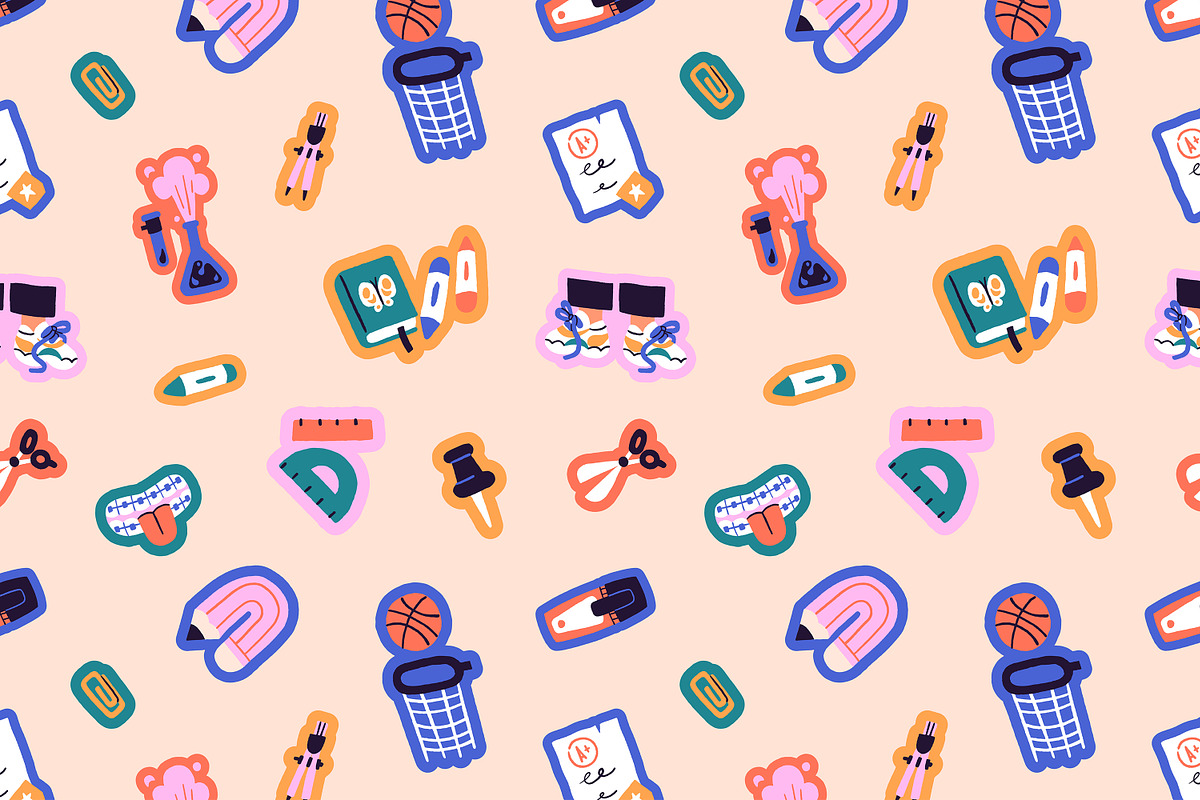 Back to school backgrounds, stickers, an Education Illustration by PaperTrident (Photo 4 of 5)