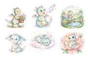 watercolor Baby Dragons cliparts, an Animal Illustration by BerryPieArt (Thumbnail 4 of 4)