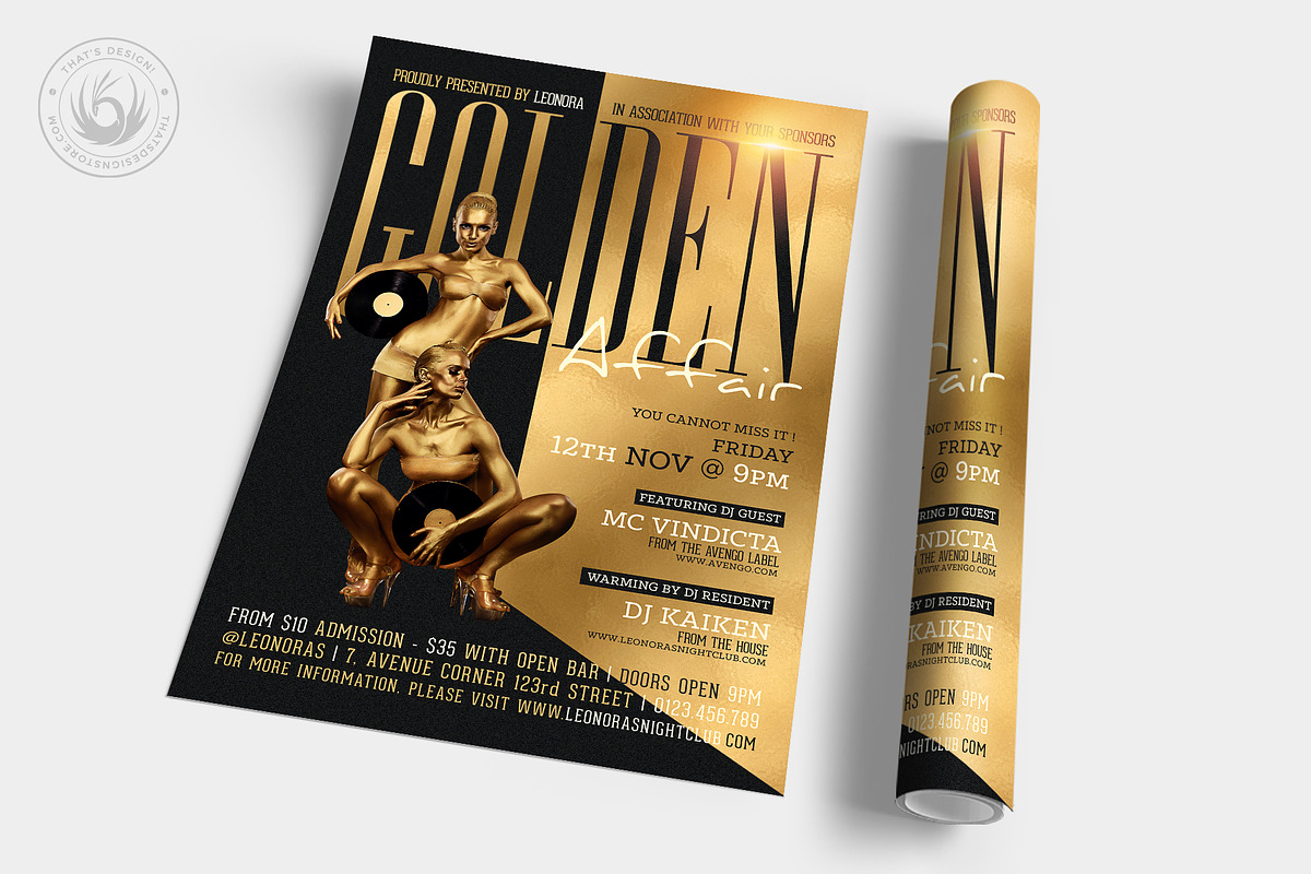 Golden Affair Flyer Template, a Flyer Template by ThatsDesignArt (Photo 5 of 7)