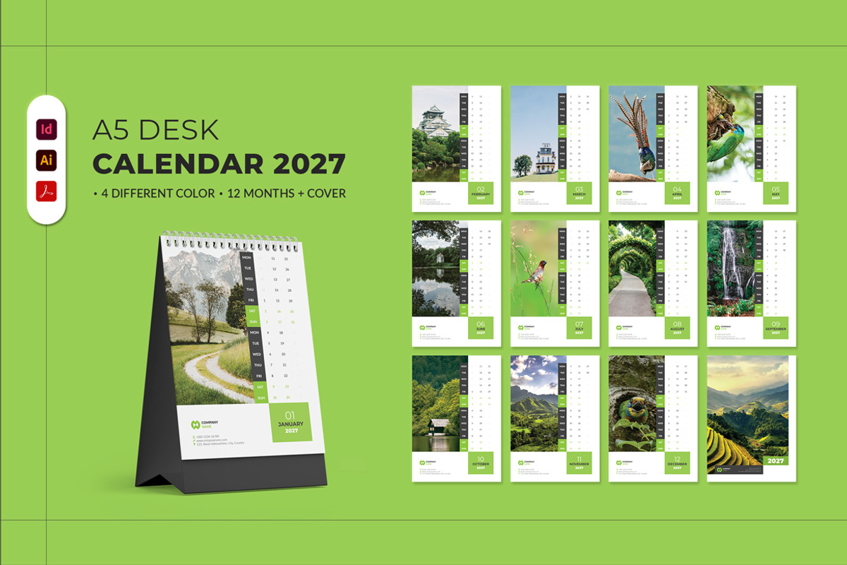 2027 Minimalist Desk Calendar, a Stationery Template by MstArtwork (Photo 1 of 6)
