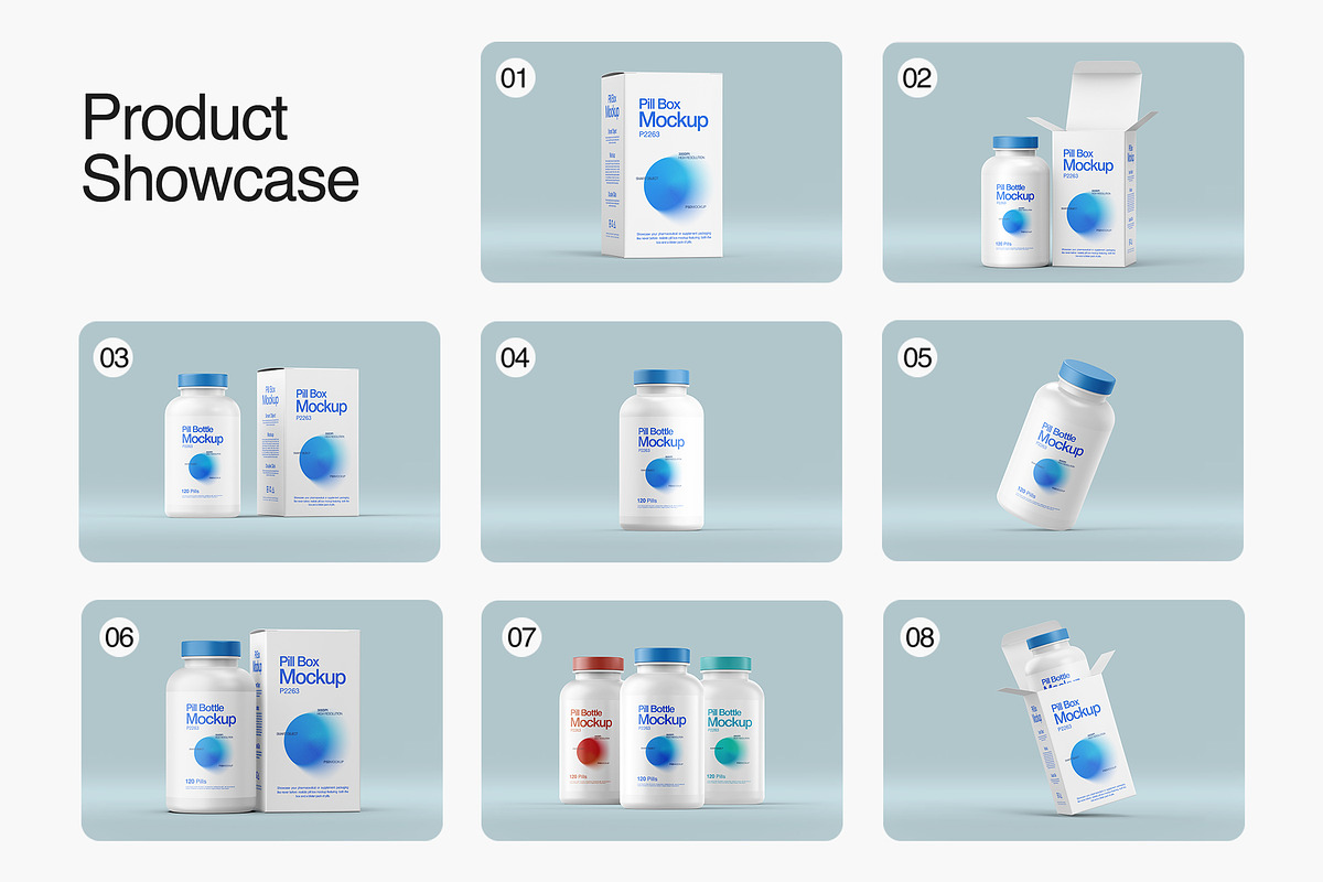Pill Bottle and Box Packaging Mockup, a Packaging Mockup by Ram Studio LLC (Photo 2 of 13)