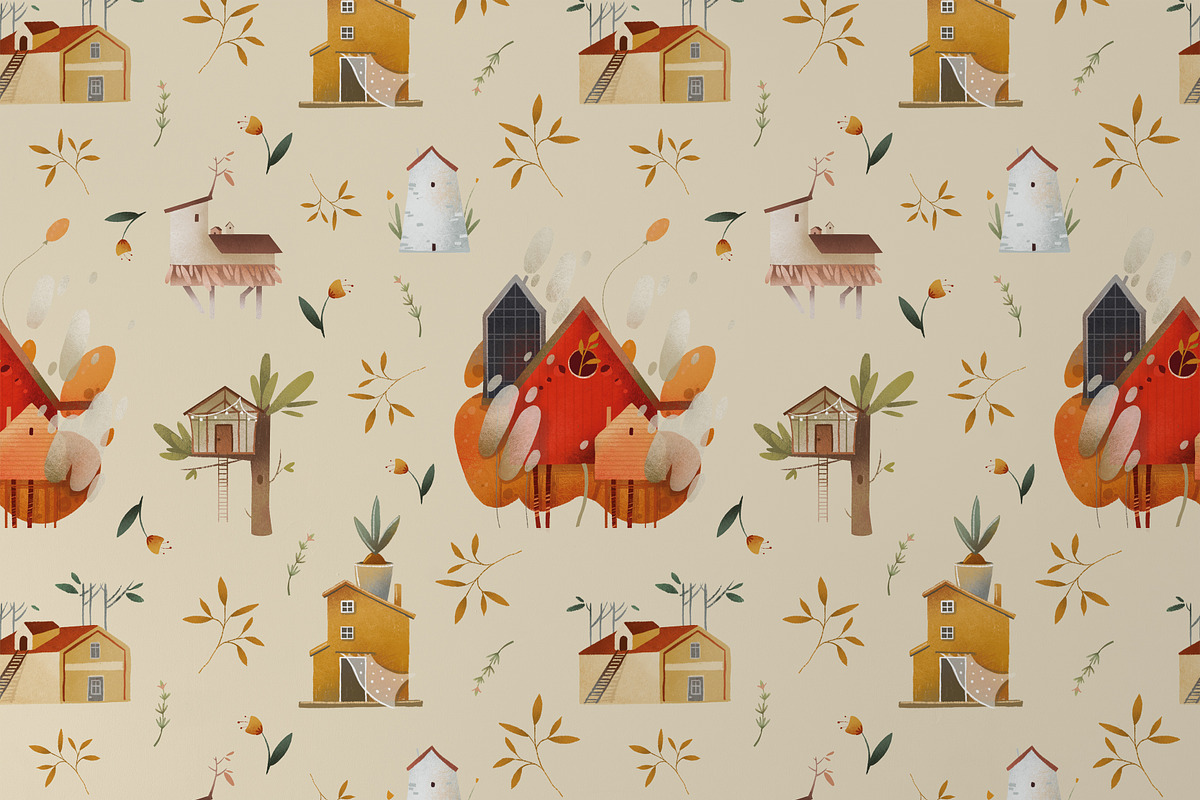 Cute house, sticker pack, a Texture Illustration by Izobova (Photo 7 of 10)