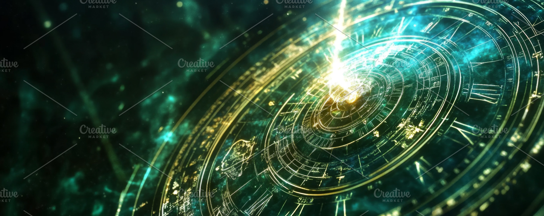 uturistic Digital Interface with Glowing Circular Patterns, an Abstract Photo by Natalia Klenova's Shop