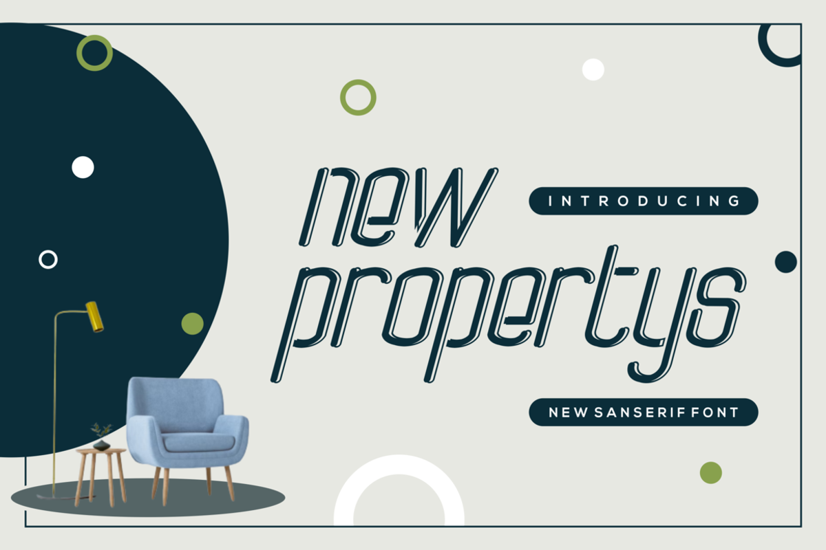 New Propertys, a Sans Serif Font by albert_kalingga (Photo 1 of 5)