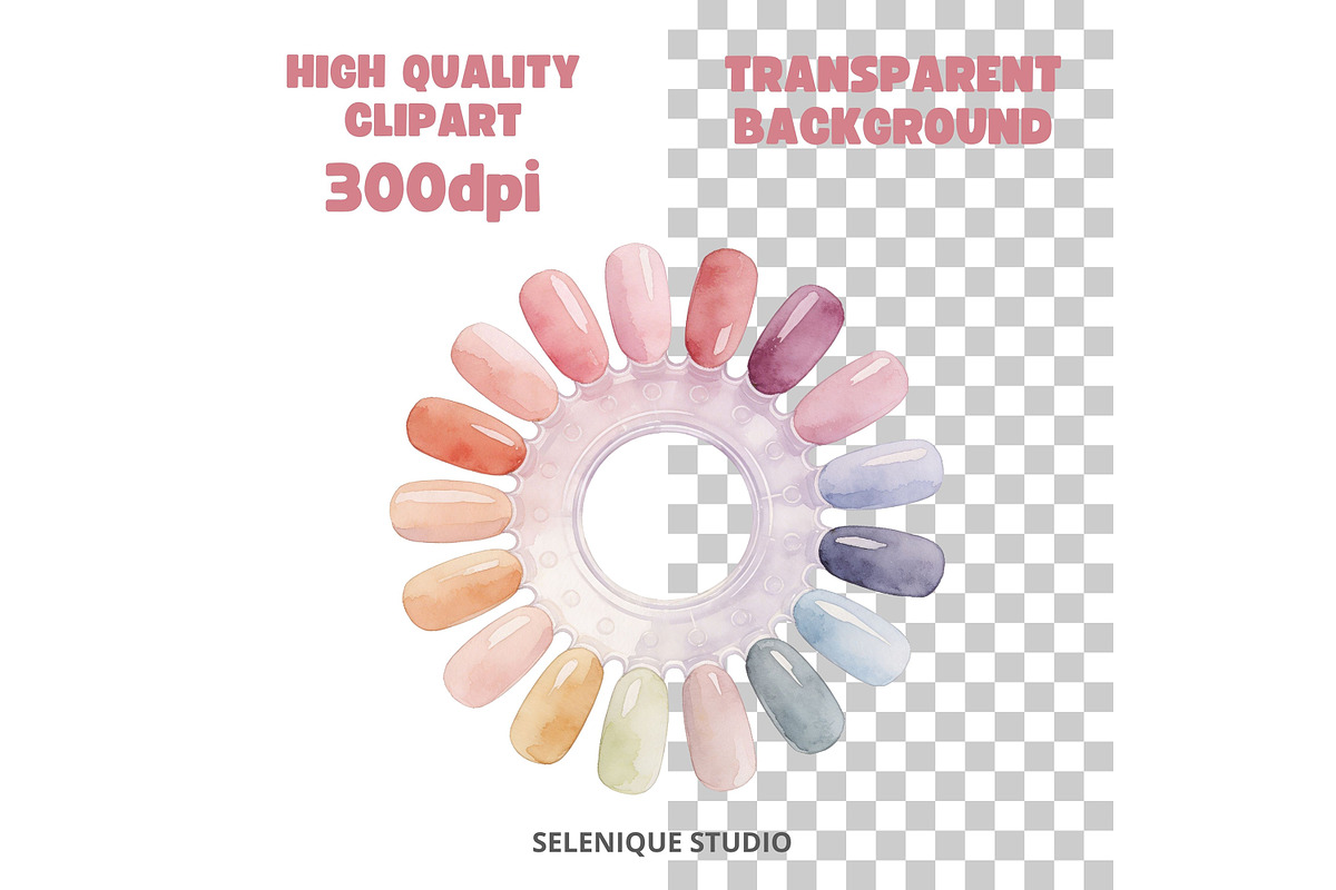 Watercolor Nail Salon Clipart, an Object Illustration by Selenique Studio (Photo 8 of 9)
