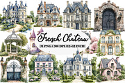 French Chateau Watercolor Clipart, a Texture Illustration by Daily.Designs (Thumbnail 1 of 5)