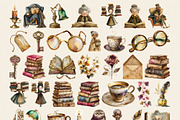 Dark Academia Reading Journal Kit, a Person Illustration by Daring Digies (Thumbnail 3 of 7)