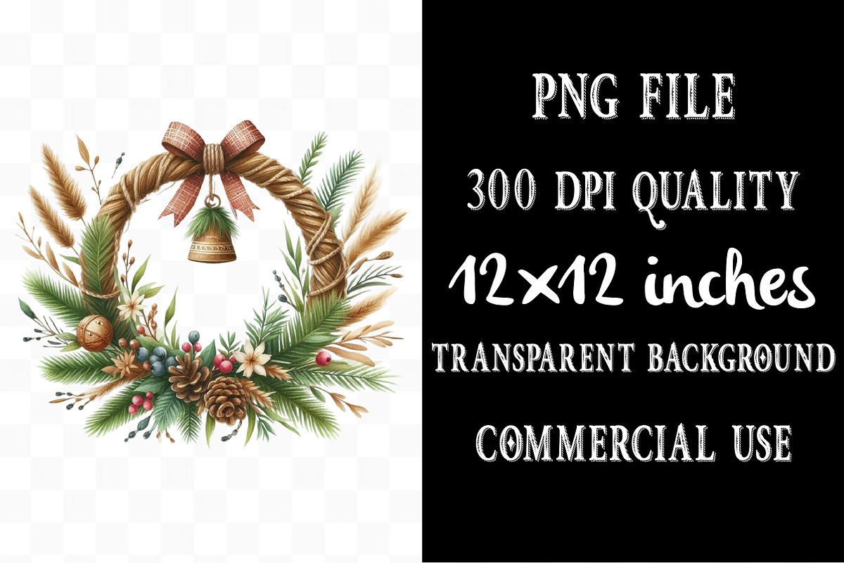 Grass Wreath Christmas Sublimation, an Illustration by Designking (Photo 5 of 5)