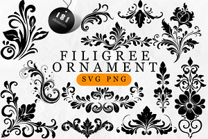 Filigree ScrollOrnament SVG Bundle