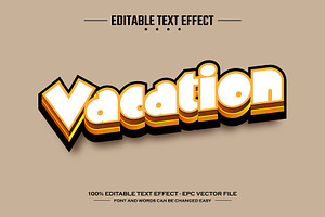 Vacation 3D Editable Text Effect