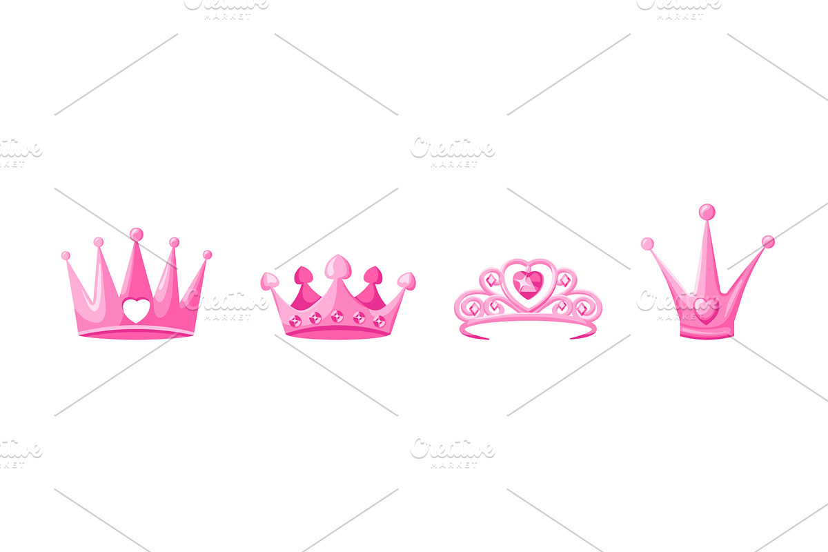 Pink crowns and tiaras set, an Object Illustration by skripnikbb