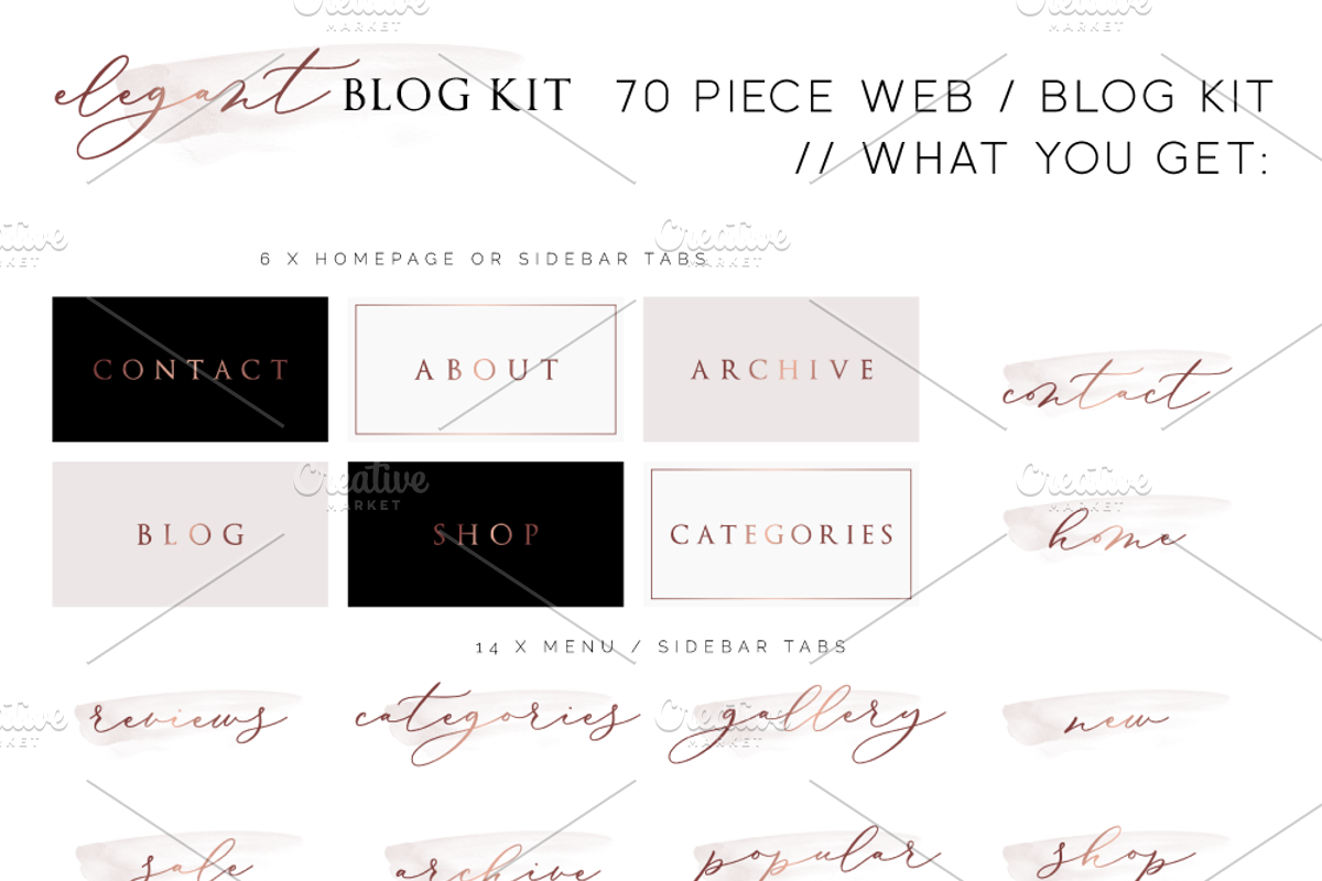 70 Piece Elegant Blog Kit, a Templates & Theme by Inky Jar Design Studio (Photo 4 of 8)