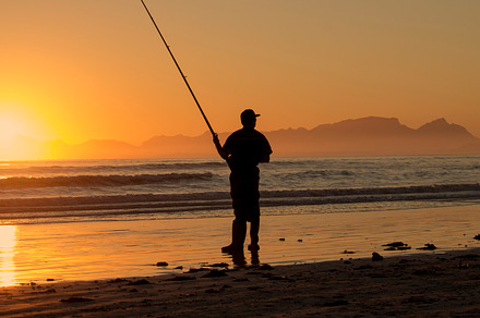 Time to catch a fish featuring fish, fisherman, and sunset