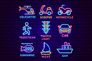 Transport Neon Vector Icons