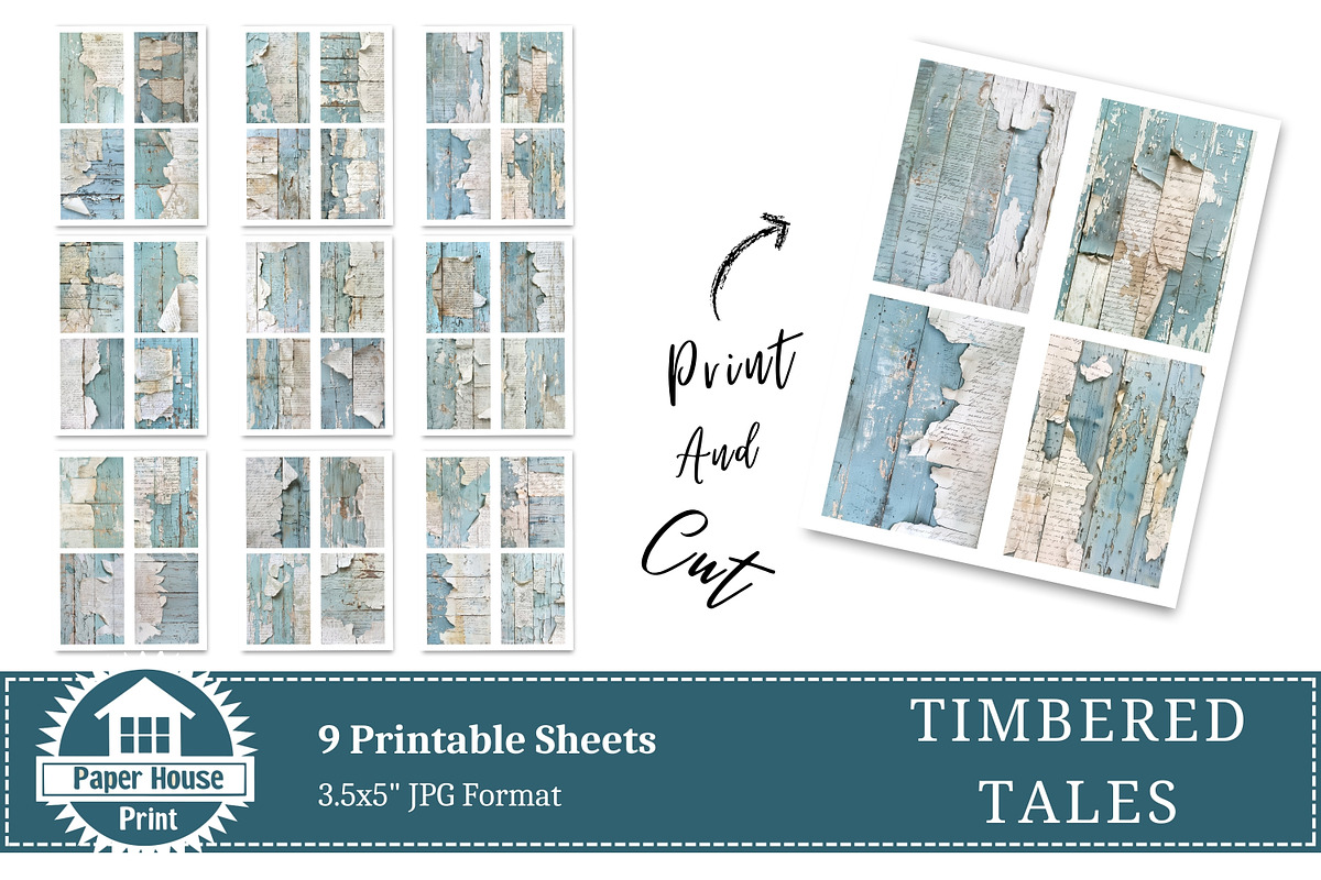 Distressed Aged Paper on Blue Wood, an Illustration by NiiiNArt (Photo 7 of 8)