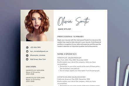 Hair Stylist Resume CV Template