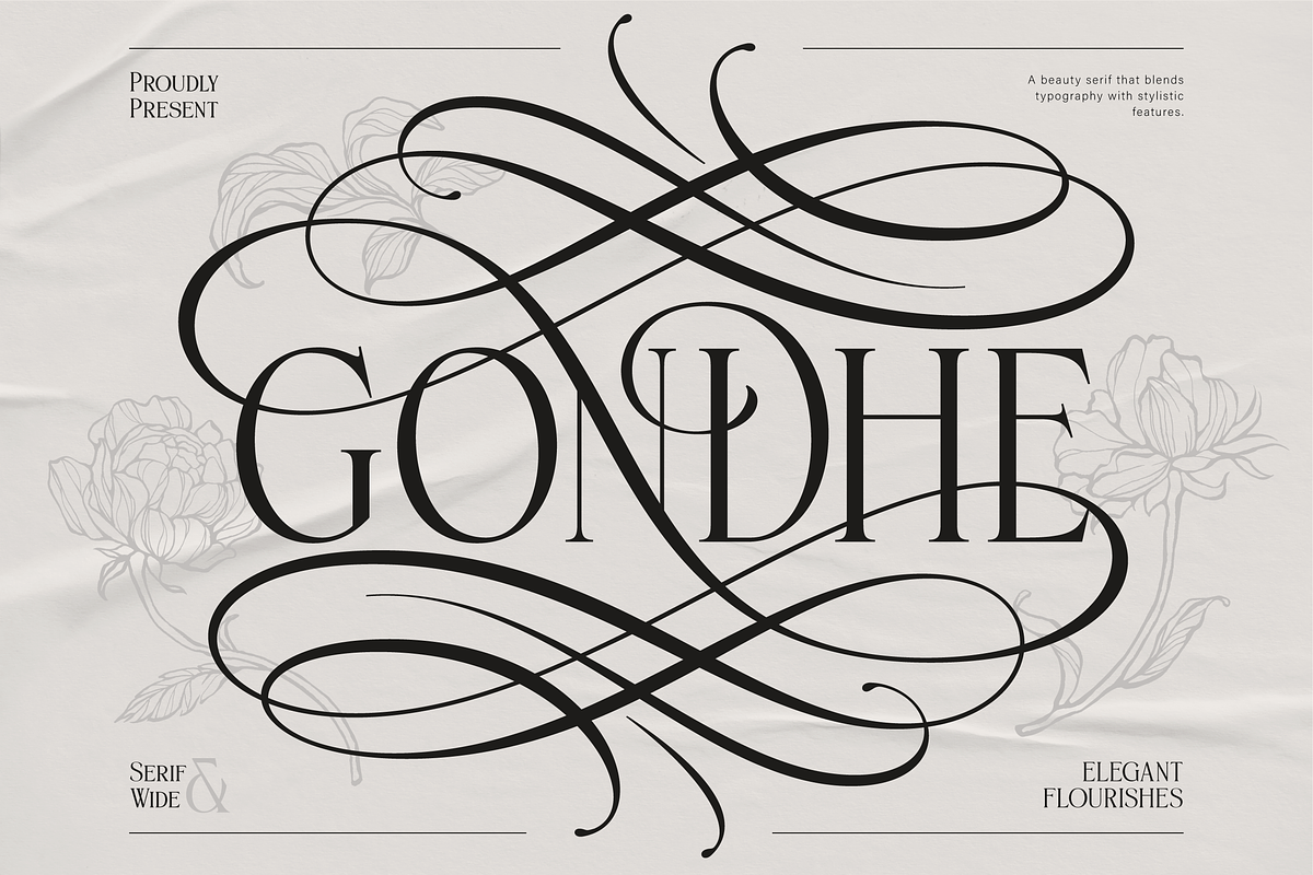 Gondhe - Elegant Serif with Swashes, a Serif Font by Burntilldead (Photo 1 of 12)