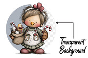 Christmas Crazy Chicken Lady Clipart, an Illustration by Pixels.Craft (Thumbnail 2 of 6)
