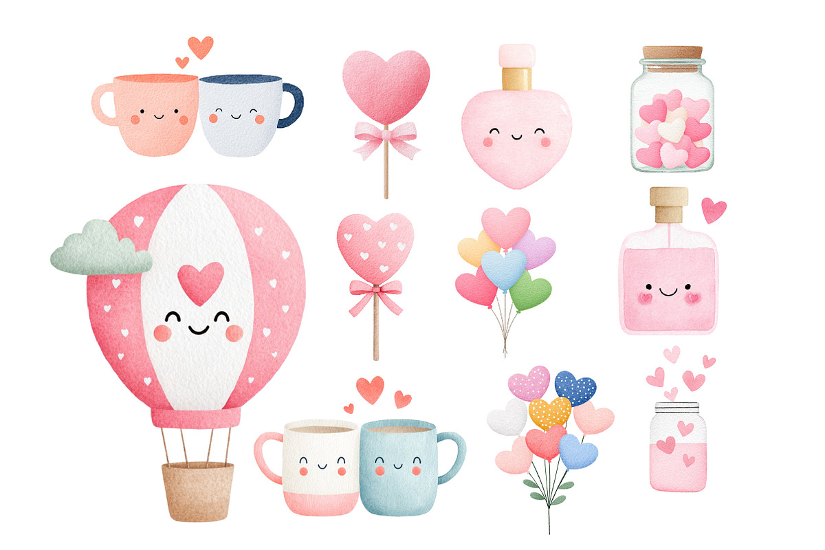 Watercolor Valentine Clipart Bundle, an Illustration by Dream Creation (Photo 4 of 5)