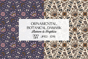 Vintage Damask Floral Pattern, a Pattern Graphic by StudioGlouna