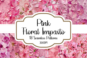 Pink Floral Impasto Seamless Pattern