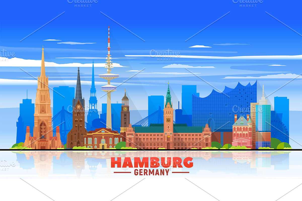 Hamburg Germany skyline, an Illustration by Sky and glass (Photo 2 of 6)