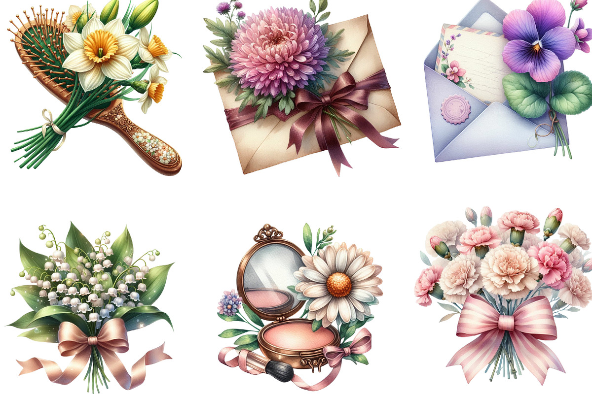 Coquette Birth Month Flowers Clipart, an Illustration by Designking (Photo 3 of 4)