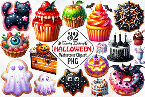 Halloween Spooky Bakery Clipart, an Illustration by RobertsArt
