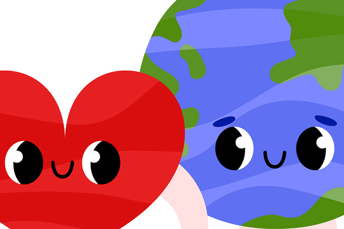 Cute Earth and Heart Character, an Education Illustration by the_myro (Photo 2 of 4)