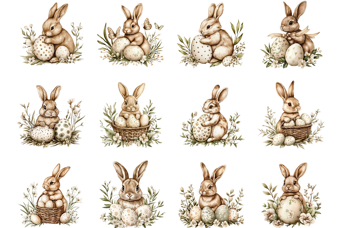 Watercolor Easter Animals Clipart, an Illustration by Designking (Photo 4 of 5)