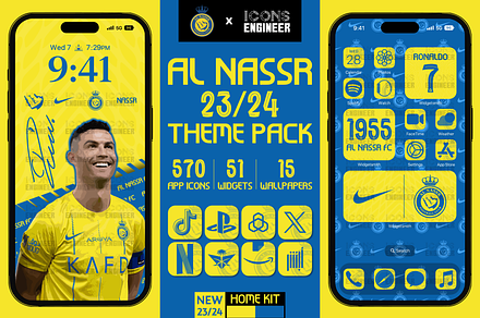 Al-Nassr 23/24 Theme Pack | Home Kit, an Icon by IconsEngineer