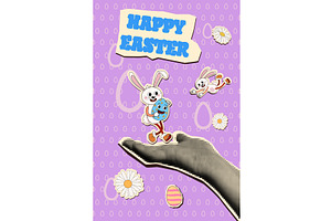 Happy Easter modern collage poster