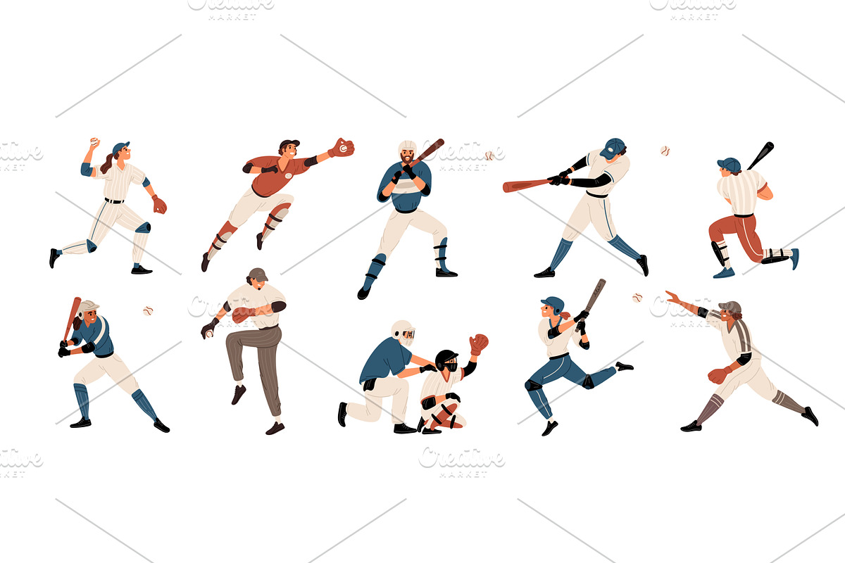 Baseball player characters. American, a Sport Illustration by Vectorbuum