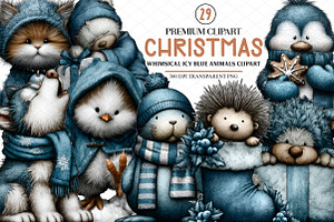 Whimsical Christmas Icy Blue Animals, an Illustration by cherrydesign