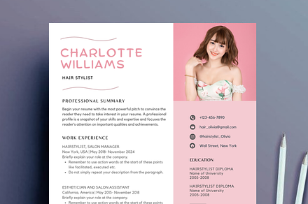 Hair Stylist Resume CV Template