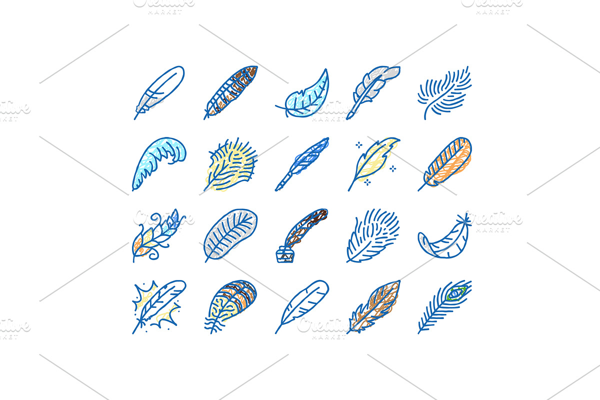 feather bird soft quil fluffy icons, an Object Illustration by pikepicture