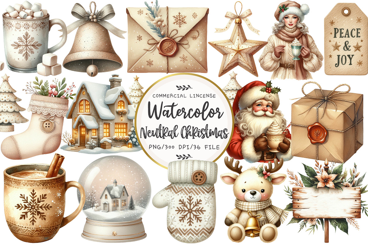 Neutral Christmas Clipart, an Illustration by OK Design (Photo 1 of 5)