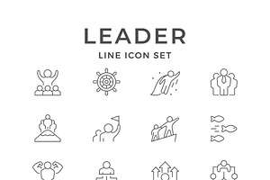 Set line outline icons of leader, an Outline Icon by motorama