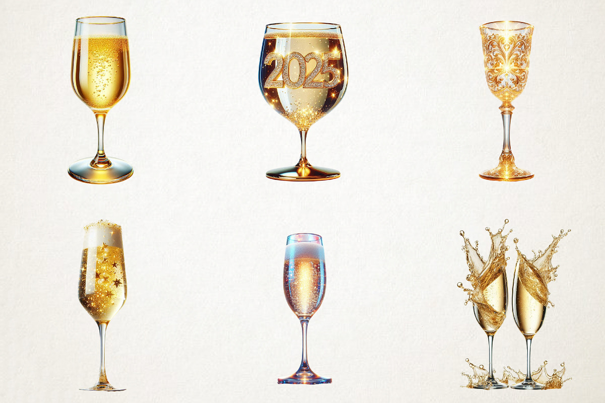 Cheers to New Year Champagne Glass C, an Illustration by RobertsArt (Photo 5 of 5)